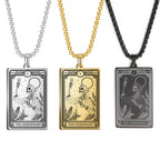 Dawapara Skeleton Tarot Necklace Amulet Marigold Tarot Card Major Arcana Necklaces Halloween Gift Stainless Steel