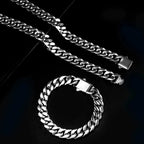 Miami Curb Cuban Chain Necklace & Bracelet 14mm — Stainless Steel
