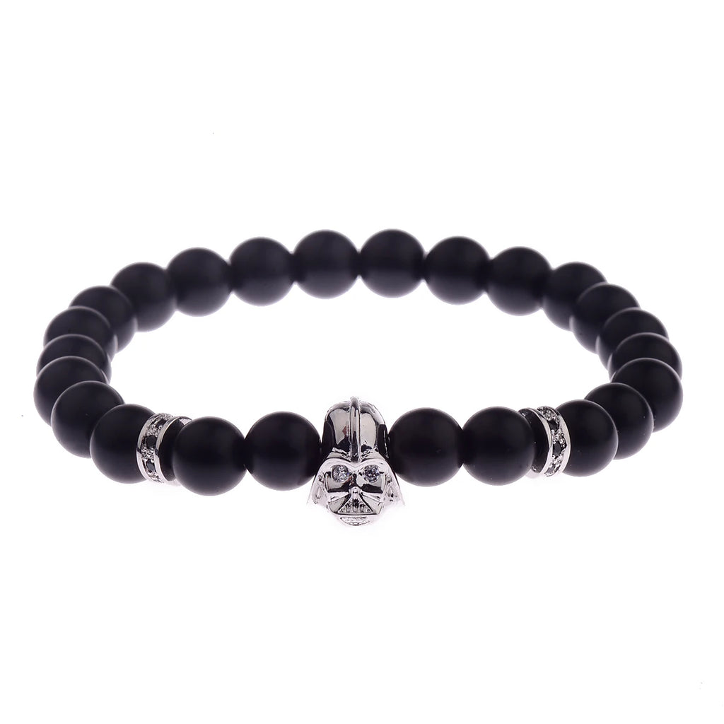 Charm Mens CZ Beaded Bracelets 8mm Bright Black Lava Stone Bracelets Homme Black Matte Bracelets For Women Dropshipping
