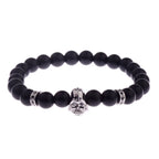 Charm Mens CZ Beaded Bracelets 8mm Bright Black Lava Stone Bracelets Homme Black Matte Bracelets For Women Dropshipping