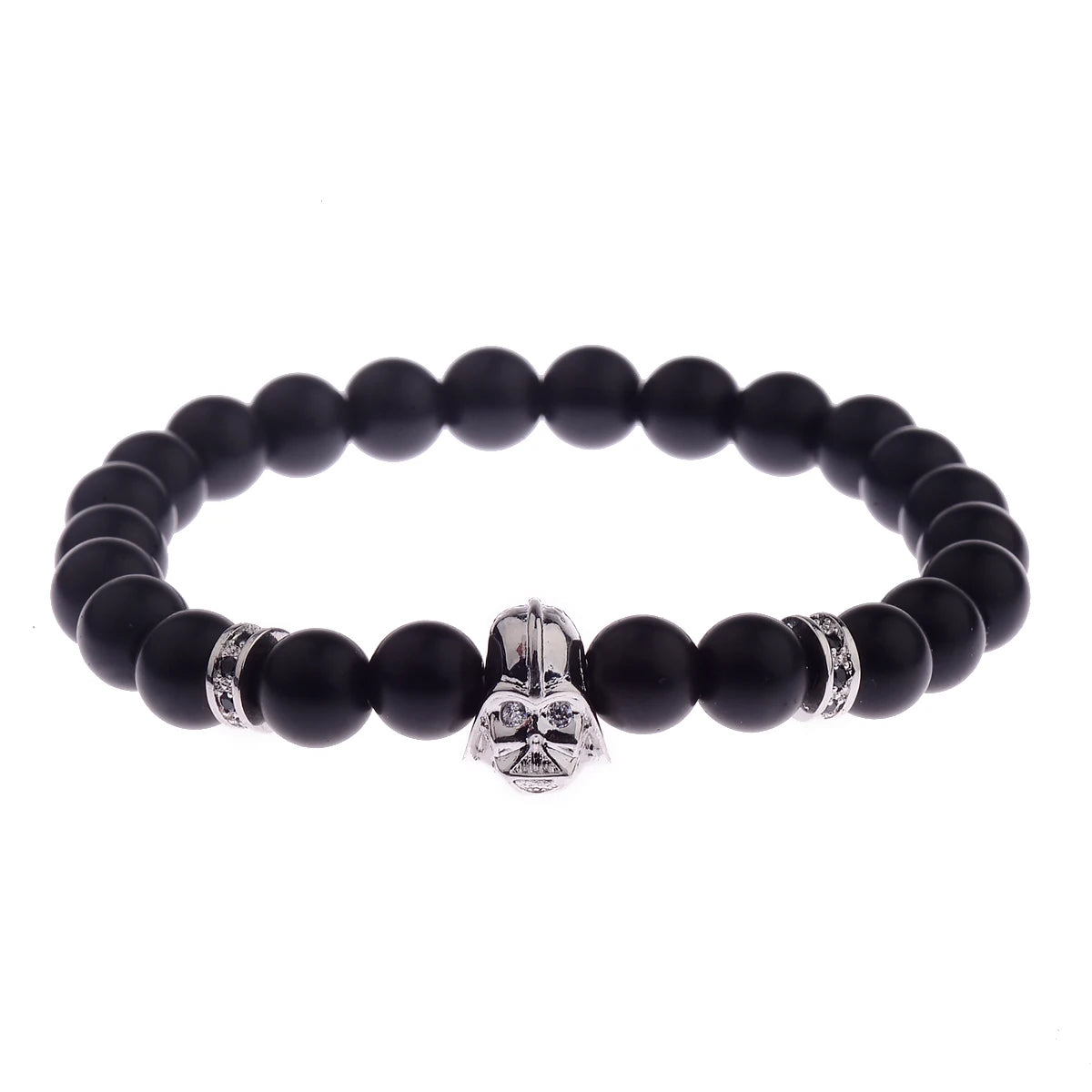 Charm Mens CZ Beaded Bracelets 8mm Bright Black Lava Stone Bracelets Homme Black Matte Bracelets For Women Dropshipping