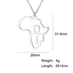 My Shape Africa Map Necklaces for Women Men Stainless Steel South African Map Pendant Chain Choker Hollow Map African