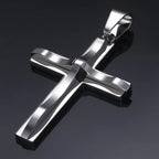 Dropshipping Cross Pendant Necklaces For Men Black Gold Color Silver Color Stainless Steel Charm Chain Male Hip Hop Jewelry KP52