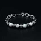 Bead and Chain Link Bracelet — Stainless Steel