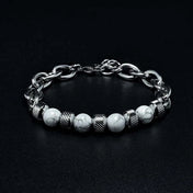 Bead and Chain Link Bracelet — Stainless Steel