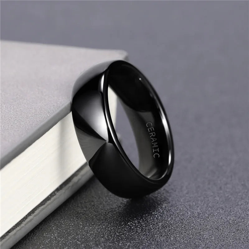 Tigrade Ceramic Brushed Black Ring For Men Women 4/6/8mm Width Tendy Male Wedding Ring Matte anillos mujer Plus Size