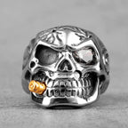 Smoker Soldier Skull Gothic Stainless Steel Mens Rings Punk Hip Hop for Male Boyfriend Biker Jewelry Creativity Gift