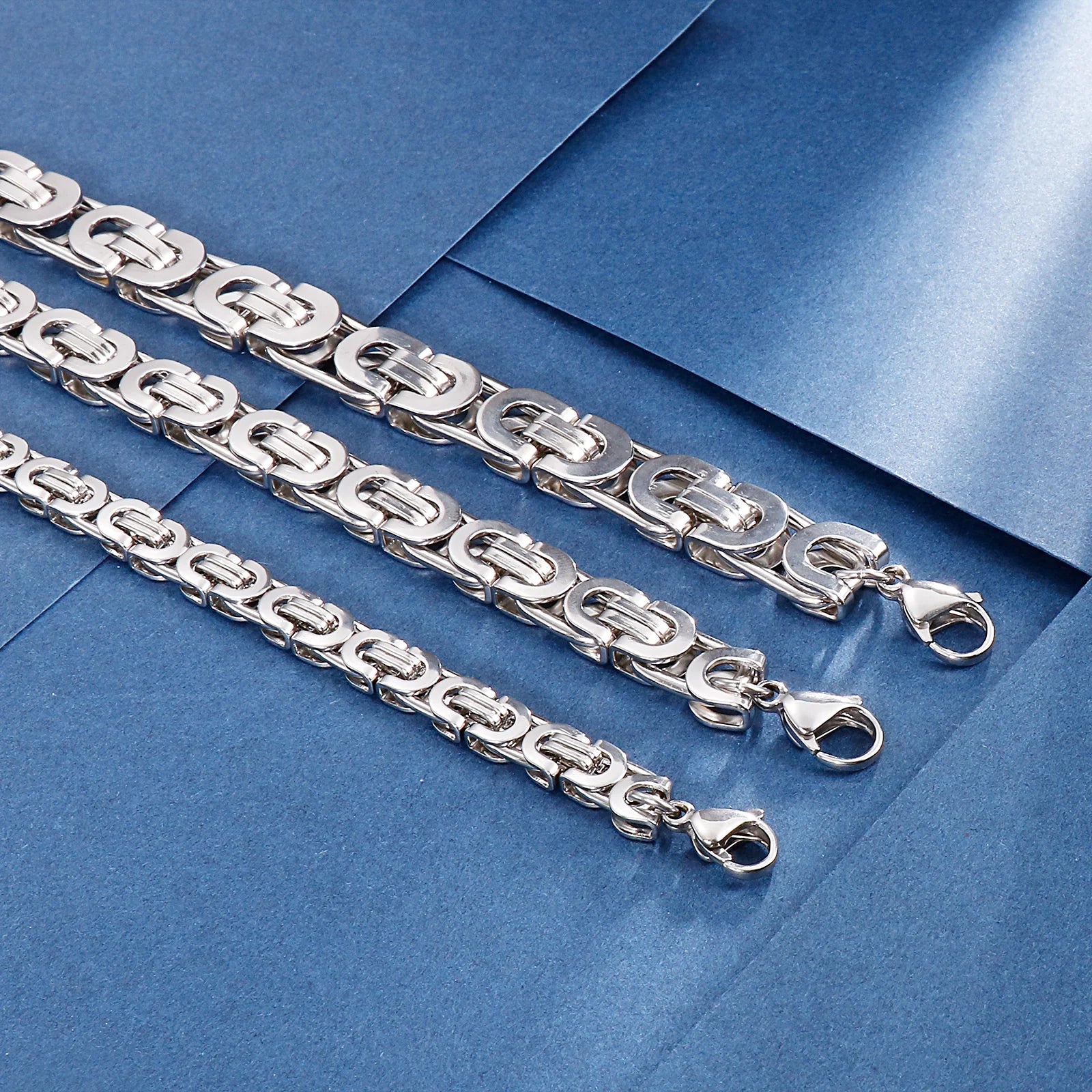 6/8/10mm Width Punk Byzantine Chain Bracelet for Men Gold Black Silver Color Stainless Steel Mens Heavy Bracelets Jewelry
