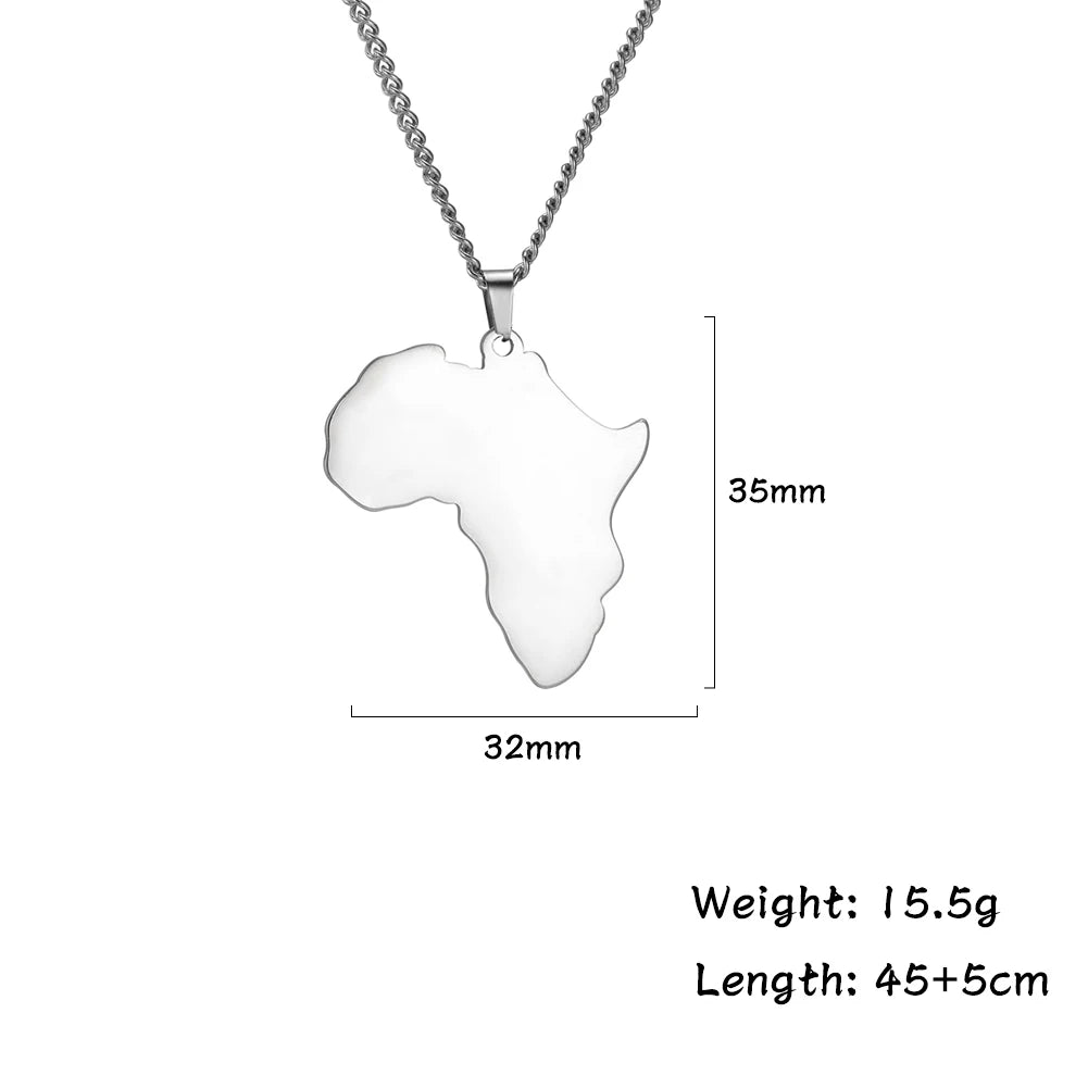 My Shape Africa Map Necklaces for Women Men Stainless Steel South African Map Pendant Chain Choker Hollow Map African