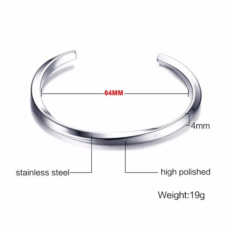 Silver Mobius Cuff Bangle Bracelet — Stainless Steel