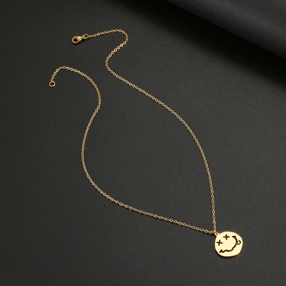 Face Pendant Necklace — Stainless Steel