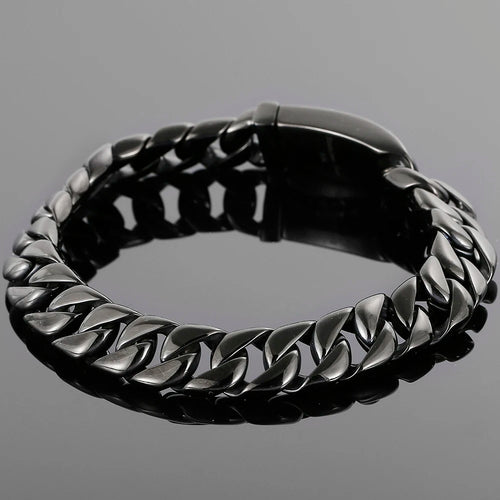 Polished Brushed Matte Black Stainless Steel Bracelet For Men Mannen Armband Jewelry Accessories 12/13/18MM On Hand