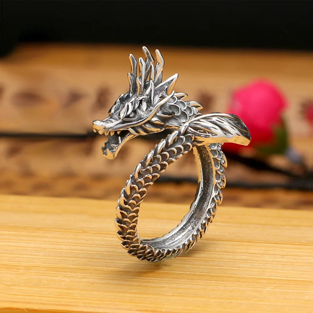 925 Silver Vintage Dragon Ring