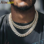 New 19mm Fashion CZ Miami Cuban Chain Heavy Necklace Two Tone Color Iced Out Bling Cubic Zirconia Necklaces Men Hip Hop