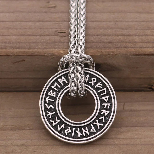 Slavic Norway Valknut with the Elder Futhark Runes Pagan Amulet Pendant Men Necklace Scandinavian Viking Jewelry