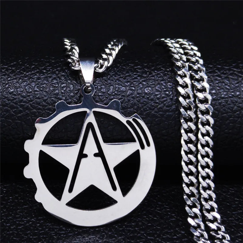 Hammer Sickle Pendant Necklace — Silver