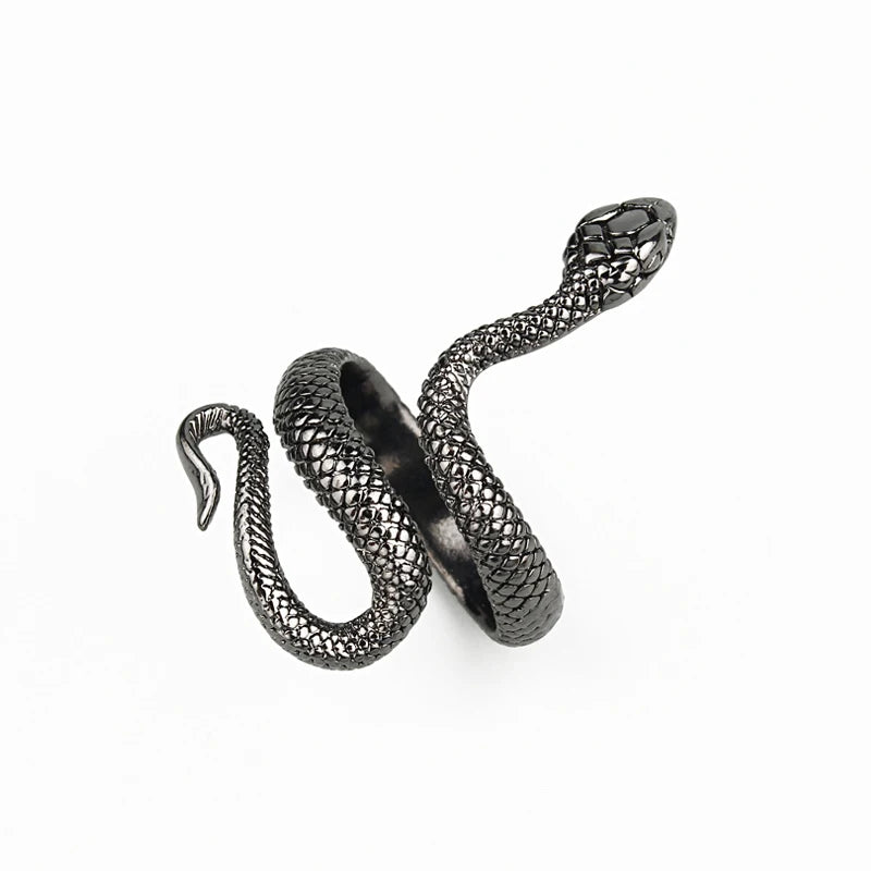 Ring for Women Girls Dragon Snake Fashion Men Jewelry Vintage Ancient Silver Color Punk Hip Hop Adjustable Locomotive