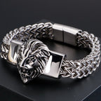 Lion Head Metal Bracelet Man 12MM Wide 316L Stainless Steel Snake Link Chain Men‘s Charm Bracelets On Hand Bands Strap