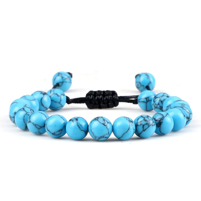 Beads Bracelet Adjustable 8mm Black Onyx Lava Tiger Eye Natural Stone Men Bracelets Healing Yoga Jewelry Gift for Women