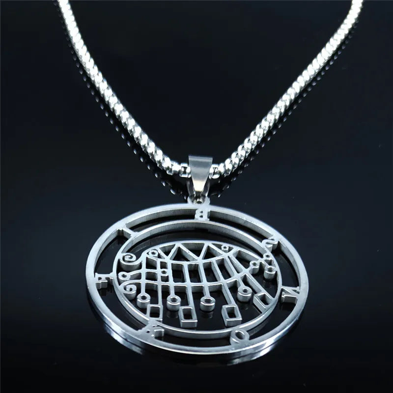 Demon Seal Silver Pendant Necklace — Stainless Steel