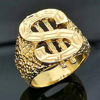 Trendy Fashion Gold Color Hip Hop Style Ring Dollar Sign Creative Mens Rock Style Ring Design Party Jewelry Accessories