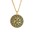 Dawapara Nordic Symbol of Norse Compass In Rune Circle Vegvisir Pendant Necklace Stainless Steel Jewelry Amulet Necklace