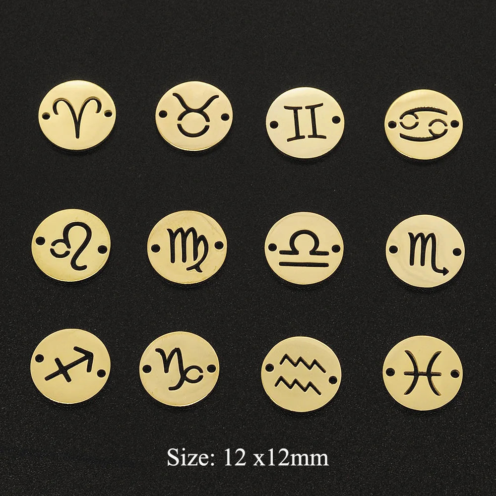 Zodiac Sign Charm Earrings Set — Stainless Steel