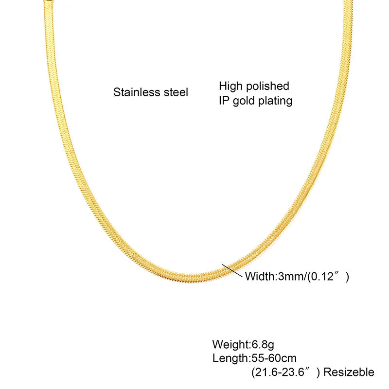 Gold Snake Chain Necklace — 38-60cm