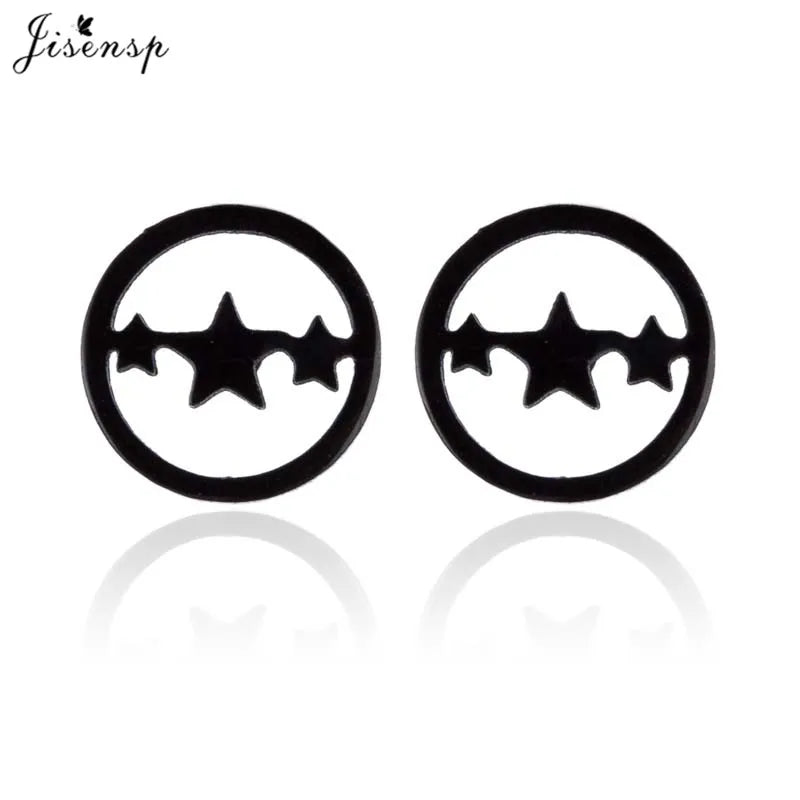 Punk Open Star Stud Earrings Everyday Wear — Stainless Steel