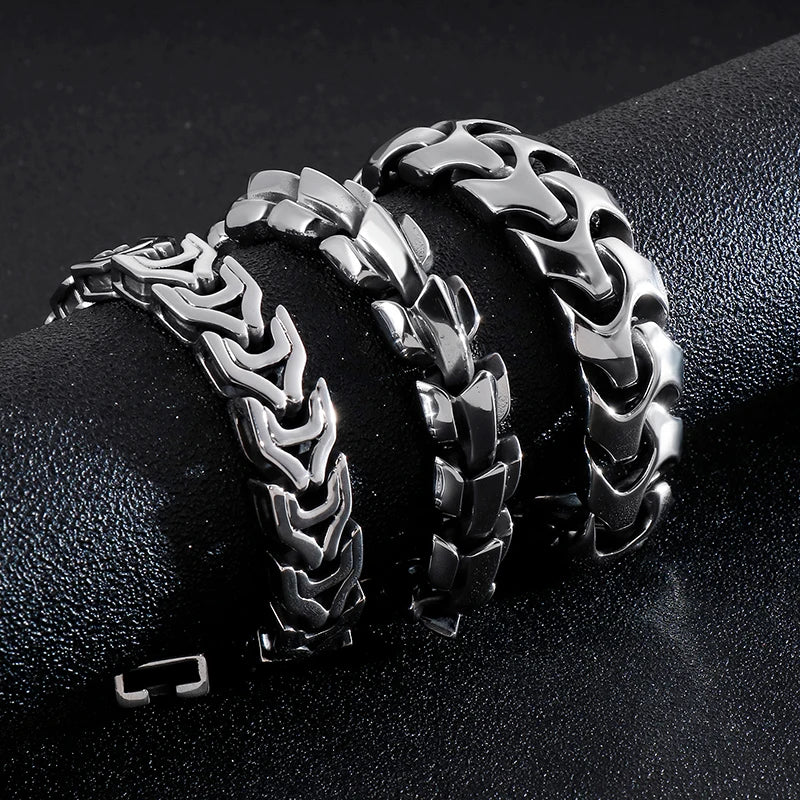 Punk Rock Viking Cuban Curb Bracelet Wrist Men Retro Hiphop Stainless Steel Charm Chain Male Dragon Bracelets Bangle