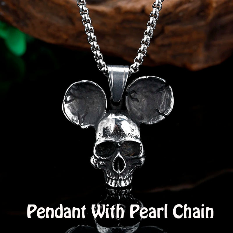 Sliding Skull Pendant Necklace — Stainless Steel