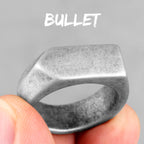 Retro Simple Square Bullet Stainless Steel Mens Rings Vintage Rustic for Male Boyfriend Biker Jewelry Creativity Gift