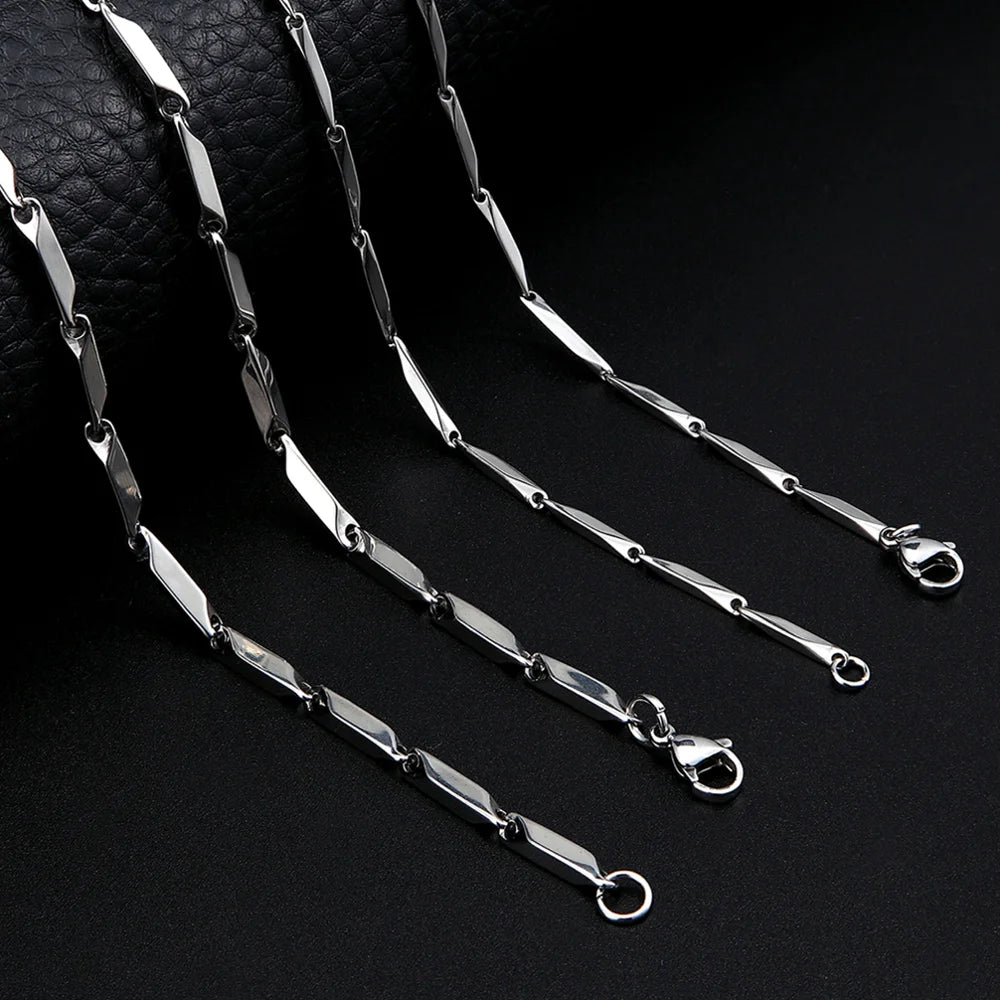 Rhombus Chain Necklace 2mm & 3mm — Stainless Steel, 50cm & 60cm