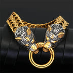 Norse Wolf Head Link Bracelet — Stainless Steel