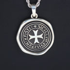Vintage Knights Templar Seal Pendant Necklace — Antique Finish
