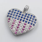 American Flag Heart Pendant — 925 Silver