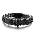 Gothic Stainless Steel Men's Bracelets With Skull Head Double Layer Franco Link Curb Chain Bracelet Man Jewelry With