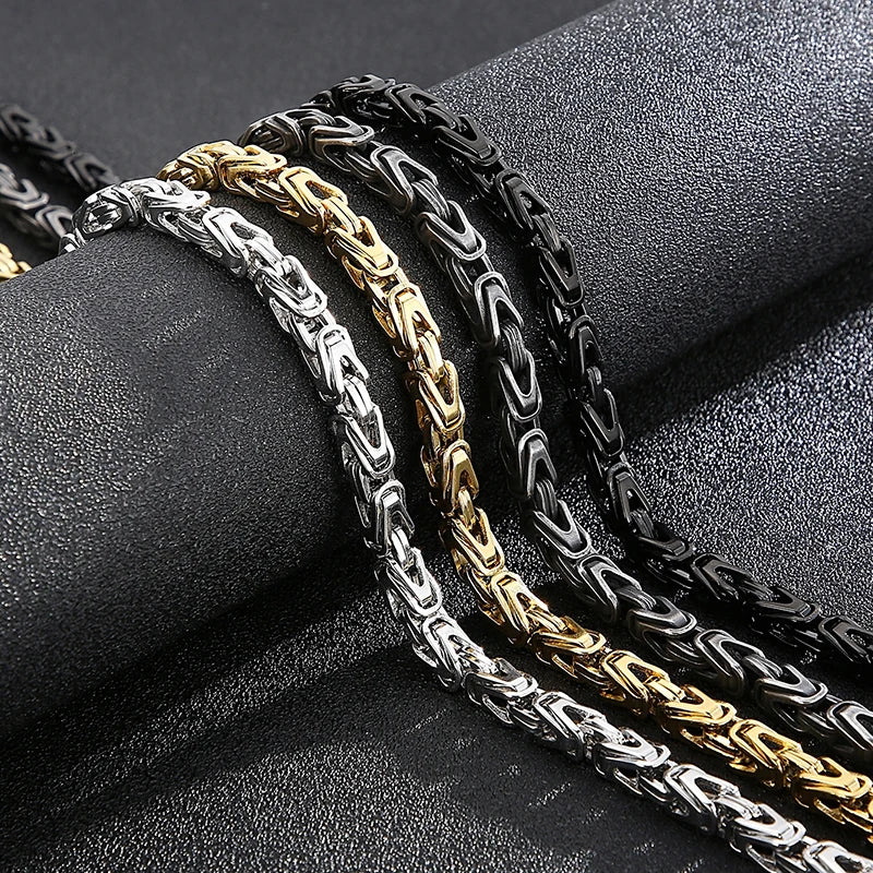 50-65CM 25.5" 6MM Chain Necklace Choker for Men Luxury Gold Color Stainless Steel Men's Necklaces Best Friends Birthday