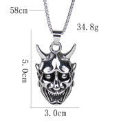 Hannya Oni Mask Stainless Steel Necklace Pendant Chain