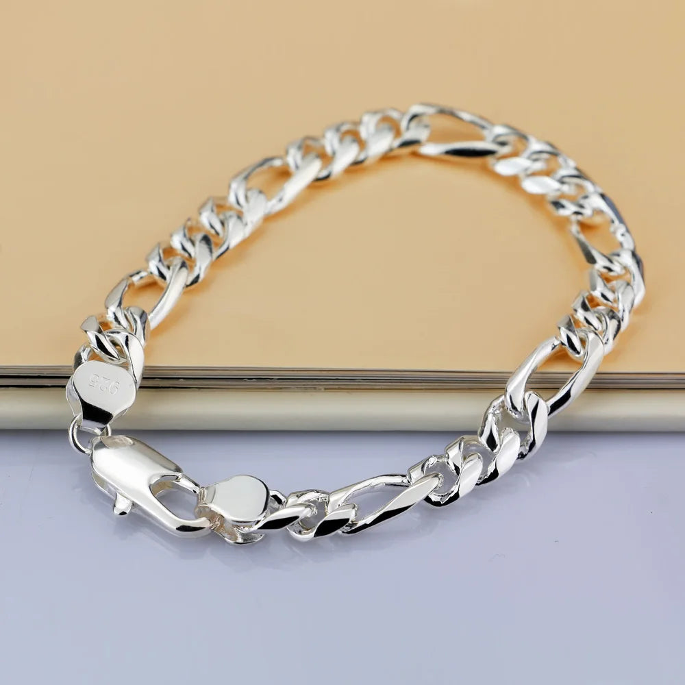 Punk Link Chain Bracelet in Silver Tone Color