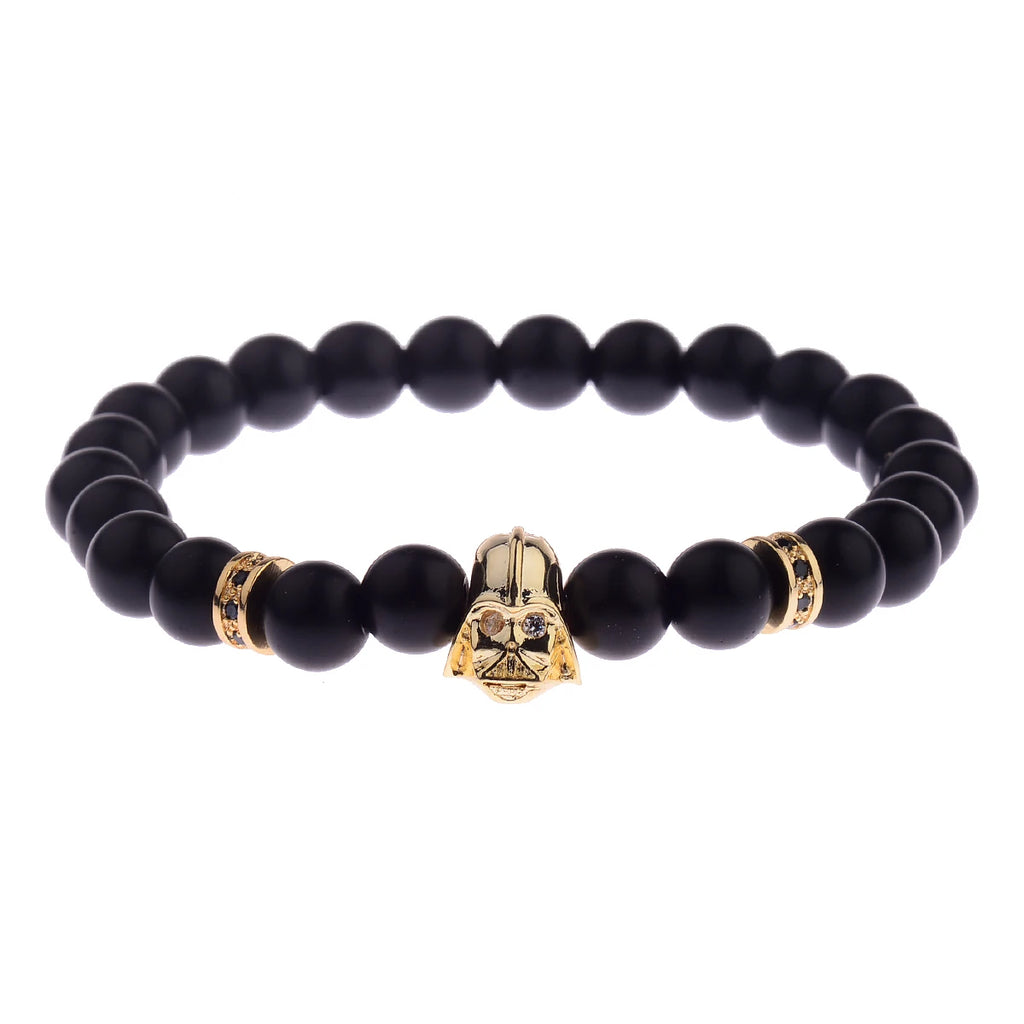 Charm Mens CZ Beaded Bracelets 8mm Bright Black Lava Stone Bracelets Homme Black Matte Bracelets For Women Dropshipping