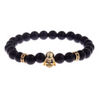 Charm Mens CZ Beaded Bracelets 8mm Bright Black Lava Stone Bracelets Homme Black Matte Bracelets For Women Dropshipping