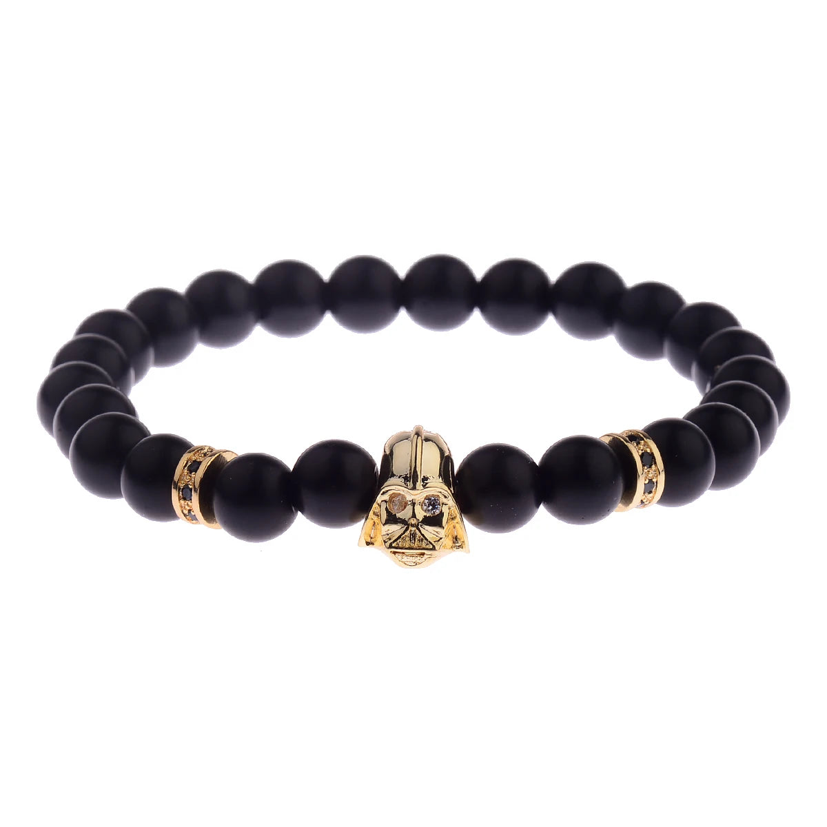 Charm Mens CZ Beaded Bracelets 8mm Bright Black Lava Stone Bracelets Homme Black Matte Bracelets For Women Dropshipping