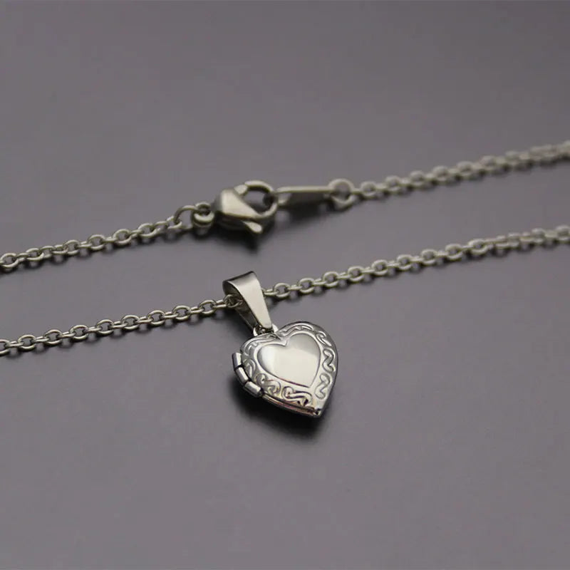 Tiny Heart Locket Pendant Necklace