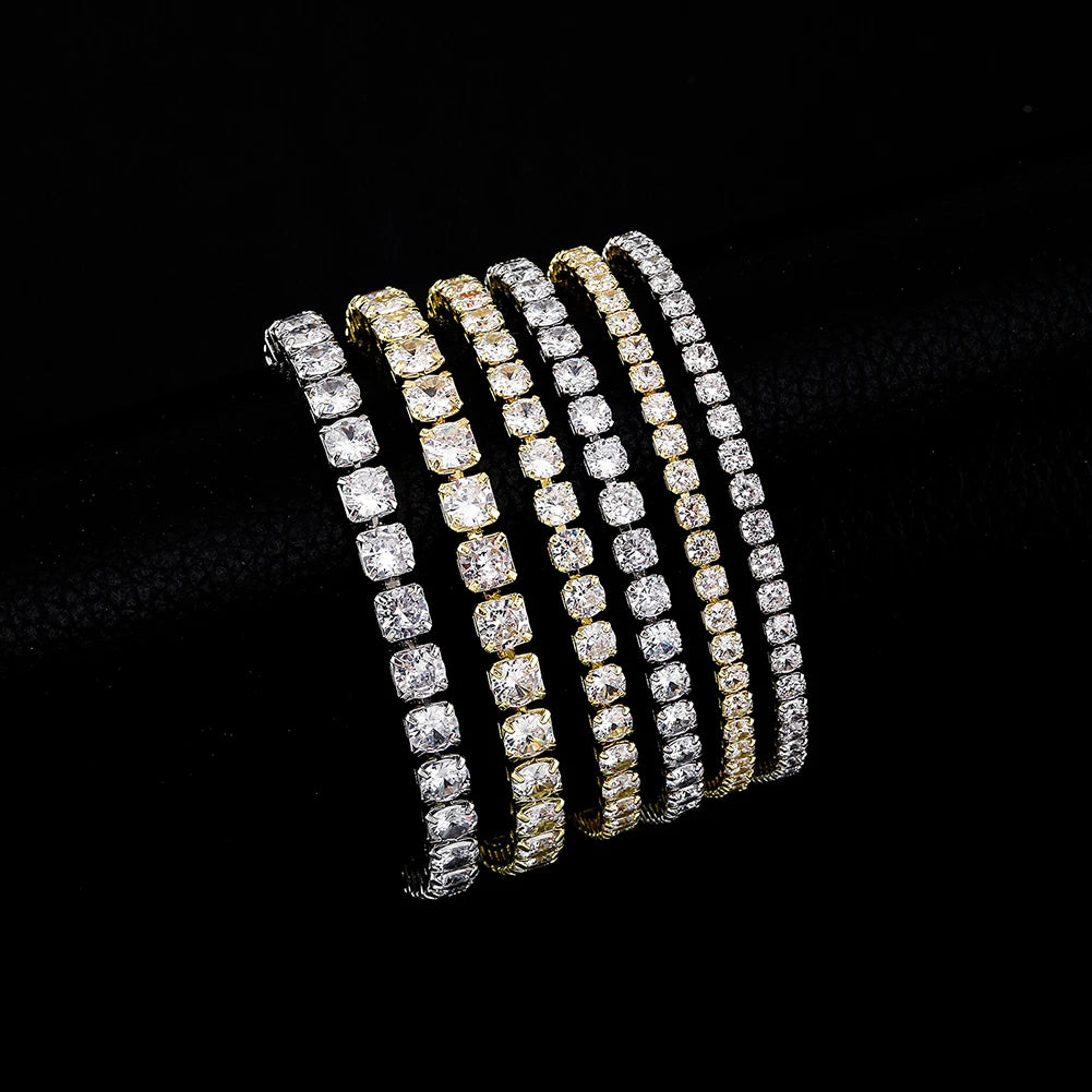 TOPGRILLZ 3/4/5MM Micro Tennis Bracelet with New Fold Over Clasp Hip Hop Bling Iced Out Cubic Zirconia Jewelry Gift For