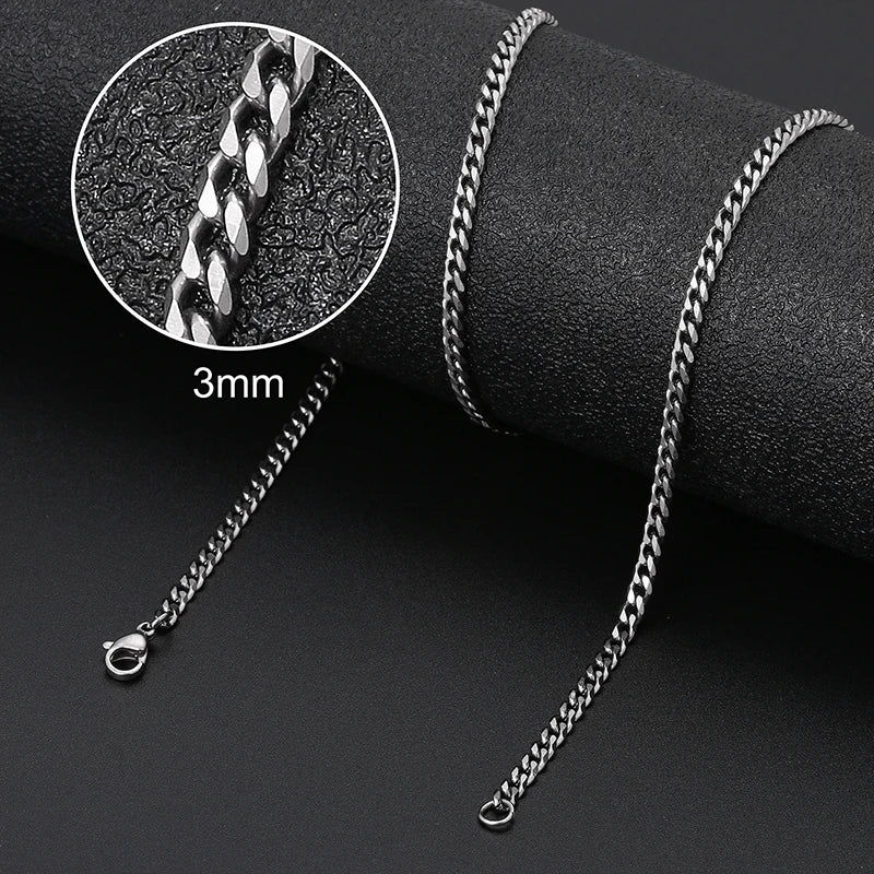 8mm 6mm Classic Cuban Chain Stainless Steel Necklace For Men's Women Chains Around The Neck Gold Silver Color Necklace Gift