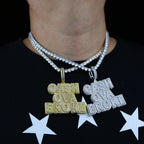 New Cash Ova Broke Pendant Necklace Hiphop Rock Iced Out Bling 5A Zircon Silver Color Cz Tennis Chain Letter Charm Men