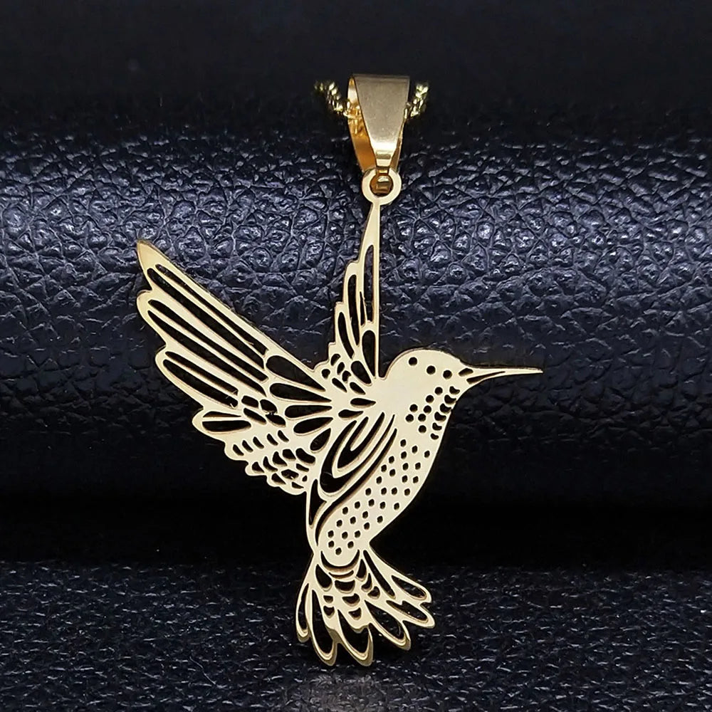 Hummingbird Pendant Necklace — Stainless Steel