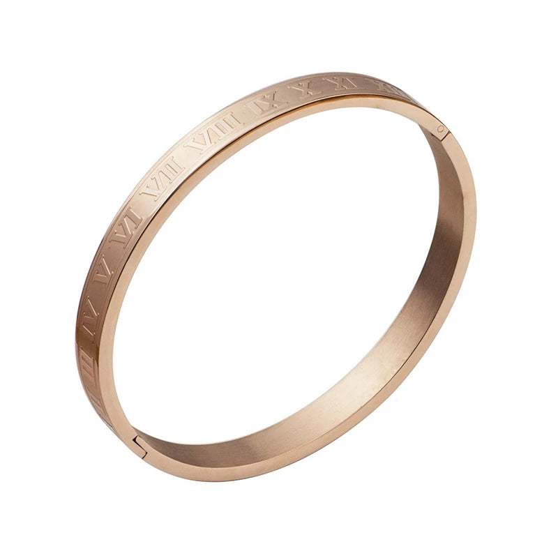 Luxury Roman Royal Classic Titanium Steel Hemp Rope Buckle Open Bangle Bracelets Fashion Type C Twisted Numeral For Men