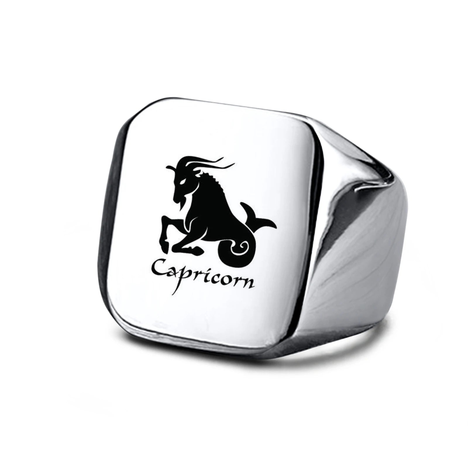 Vnox 18mm Signet Ring For Men Women, The Zodiac 12 Horoscope Constellation Sign Finger Band, Stainless Steel Aries Punk